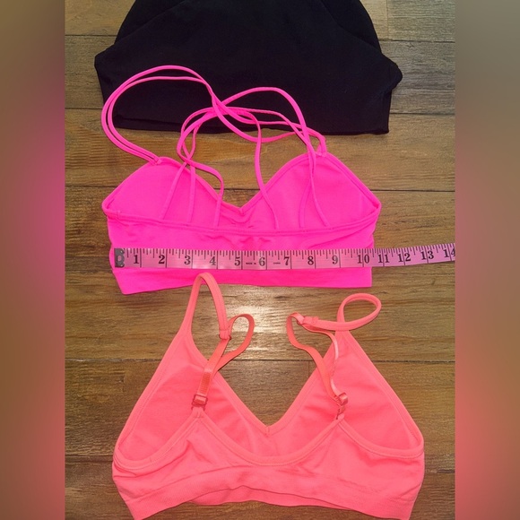 Women Set of 3 Strappy Padded bralettes Black, Pink, and Coral fits S/XS A/B cup - Picture 6 of 9